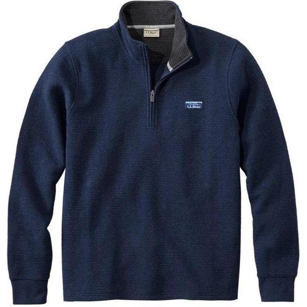 L.L.Bean Men's Lakewashed Double-Knit Quarter-Zip Long Sleeve-Men's - Clothing - Tops-Classic Navy Heather-M-Appalachian Outfitters