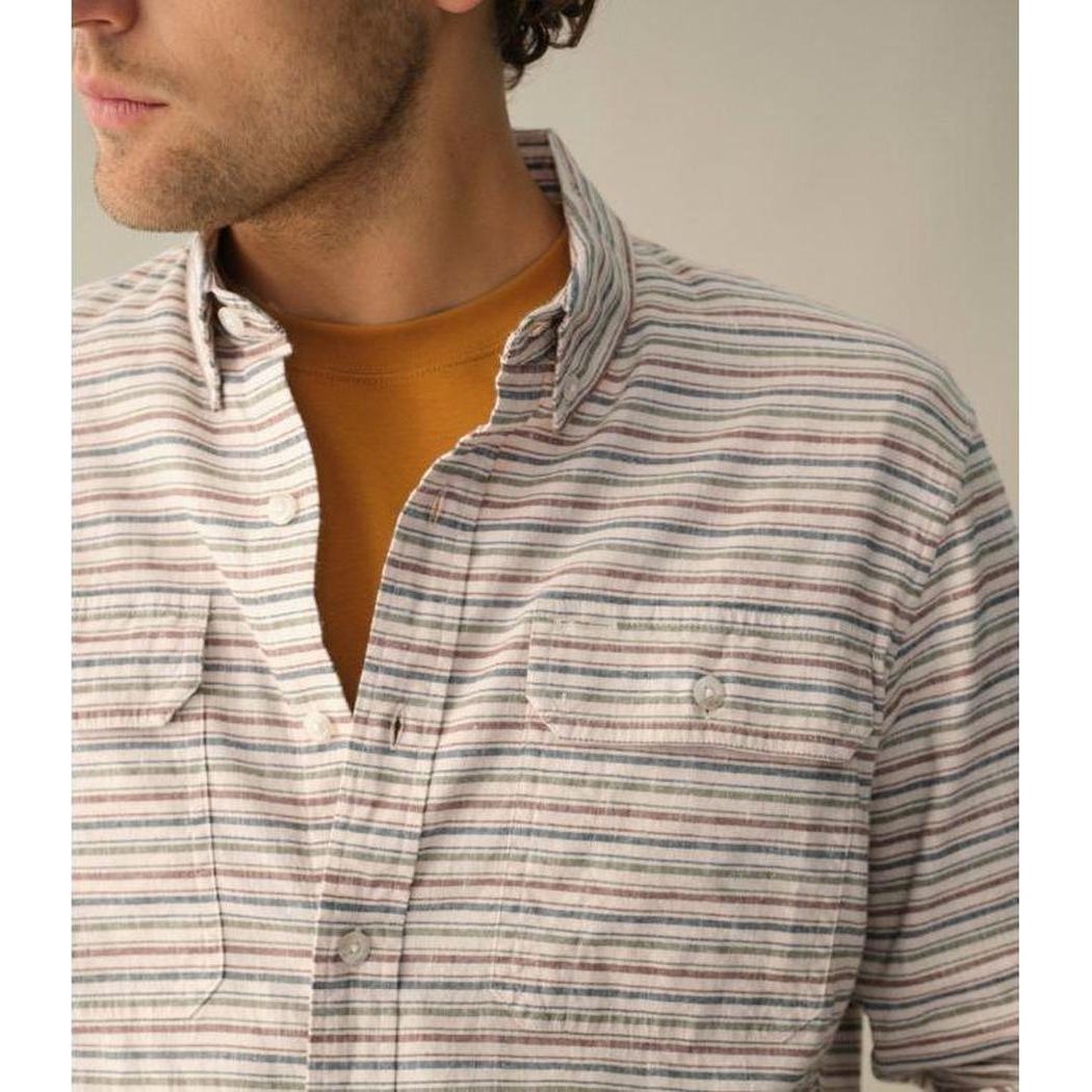 L.L.Bean Men's Stonecoast Cotton Hemp Shirt Long Sleeve Slightly Fitted Stripe-Men's - Clothing - Tops-Appalachian Outfitters