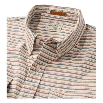 L.L.Bean Men's Stonecoast Cotton Hemp Shirt Long Sleeve Slightly Fitted Stripe-Men's - Clothing - Tops-Appalachian Outfitters