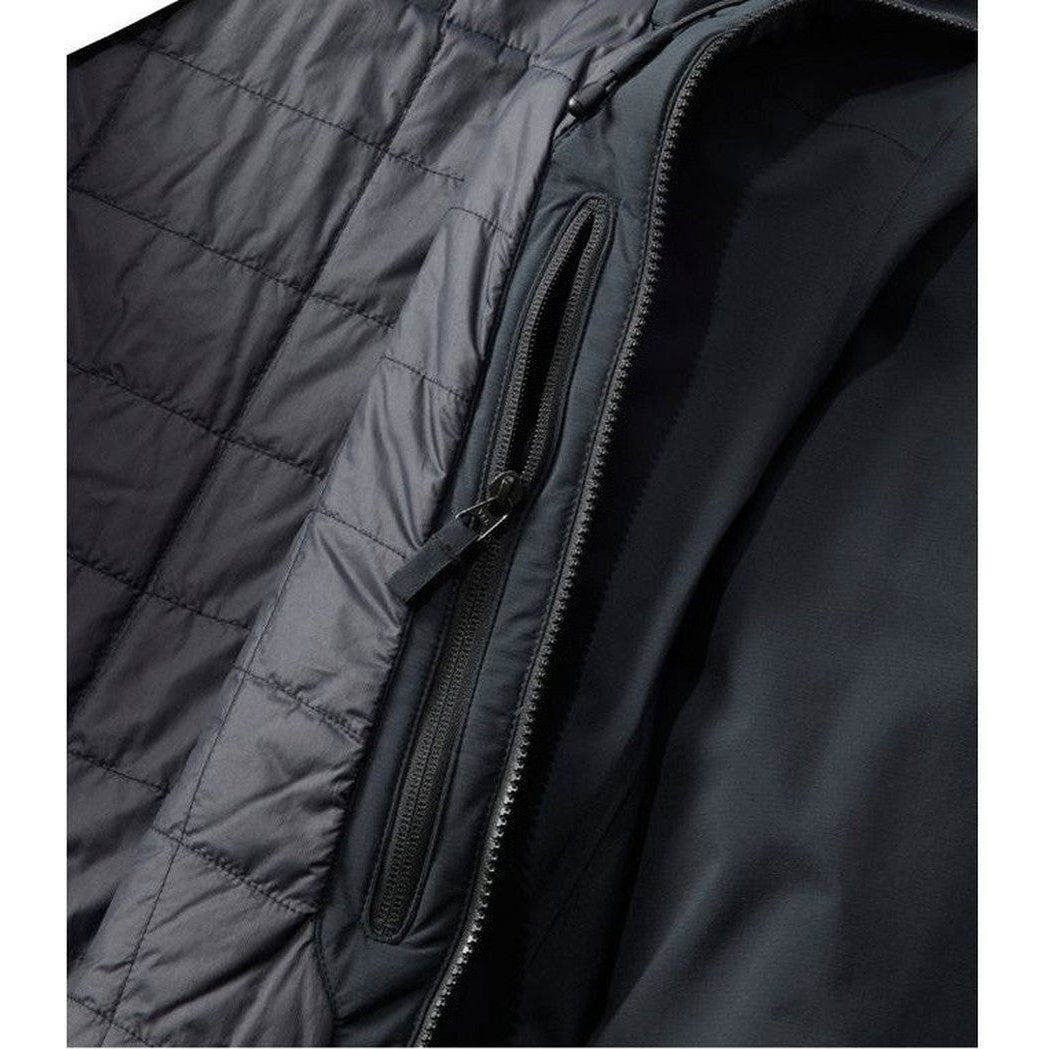 Side view of the L.L.Bean Men's Waterproof Primaloft Packaway Jacket showing the zippered pocket and quilted design.