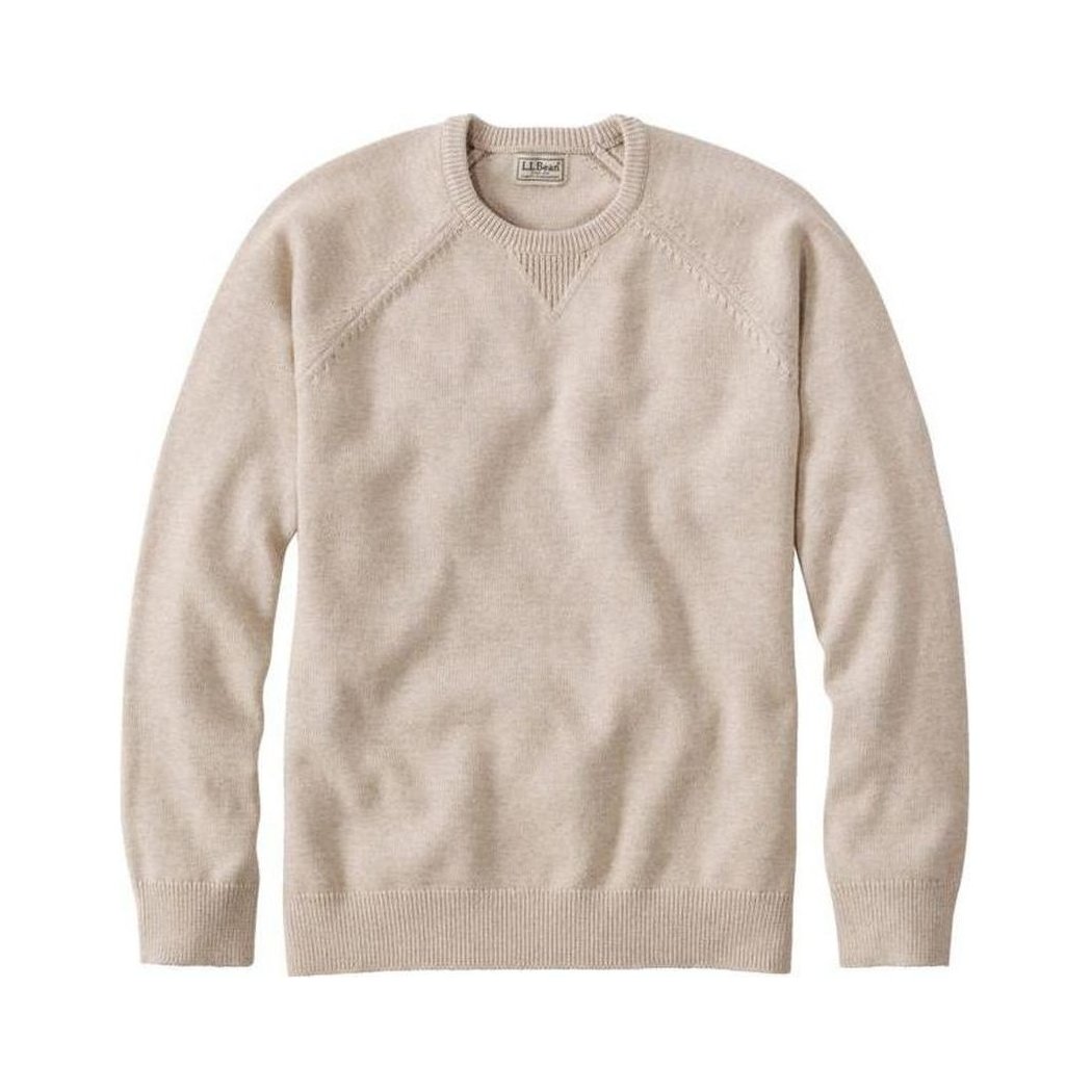 L.L.Bean Men's Wicked Soft Cotton Cashmere Crew-Men's - Clothing - Tops-New Khaki-M-Appalachian Outfitters