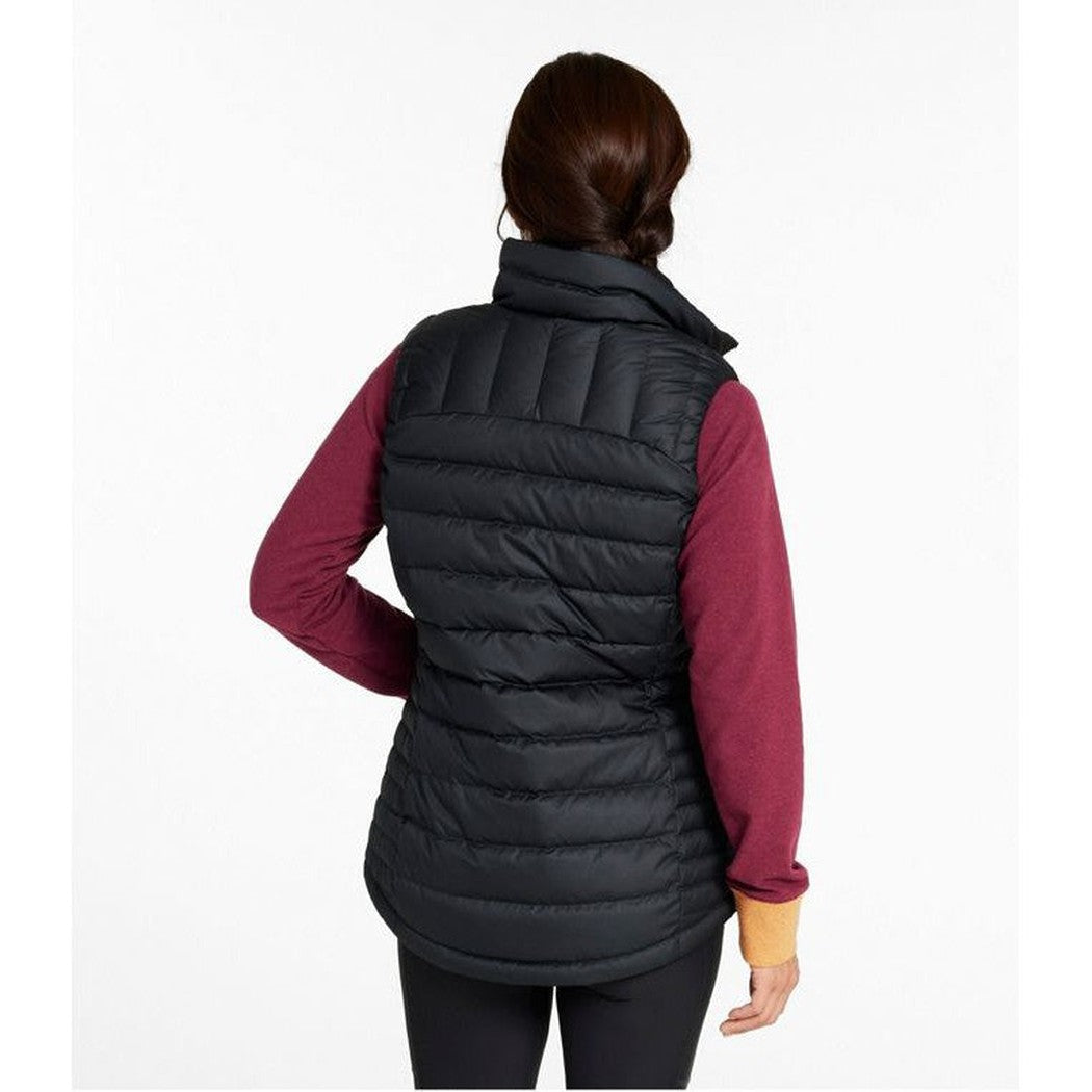 Back view of the L.L.Bean Women's Bean's Down Vest in Black on a model against a white background.