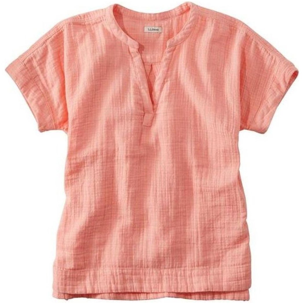 L.L.Bean Women's Cloud Gauze Shirt Short Sleeve-Women's - Clothing - Tops-Coral Quartz-S-Appalachian Outfitters