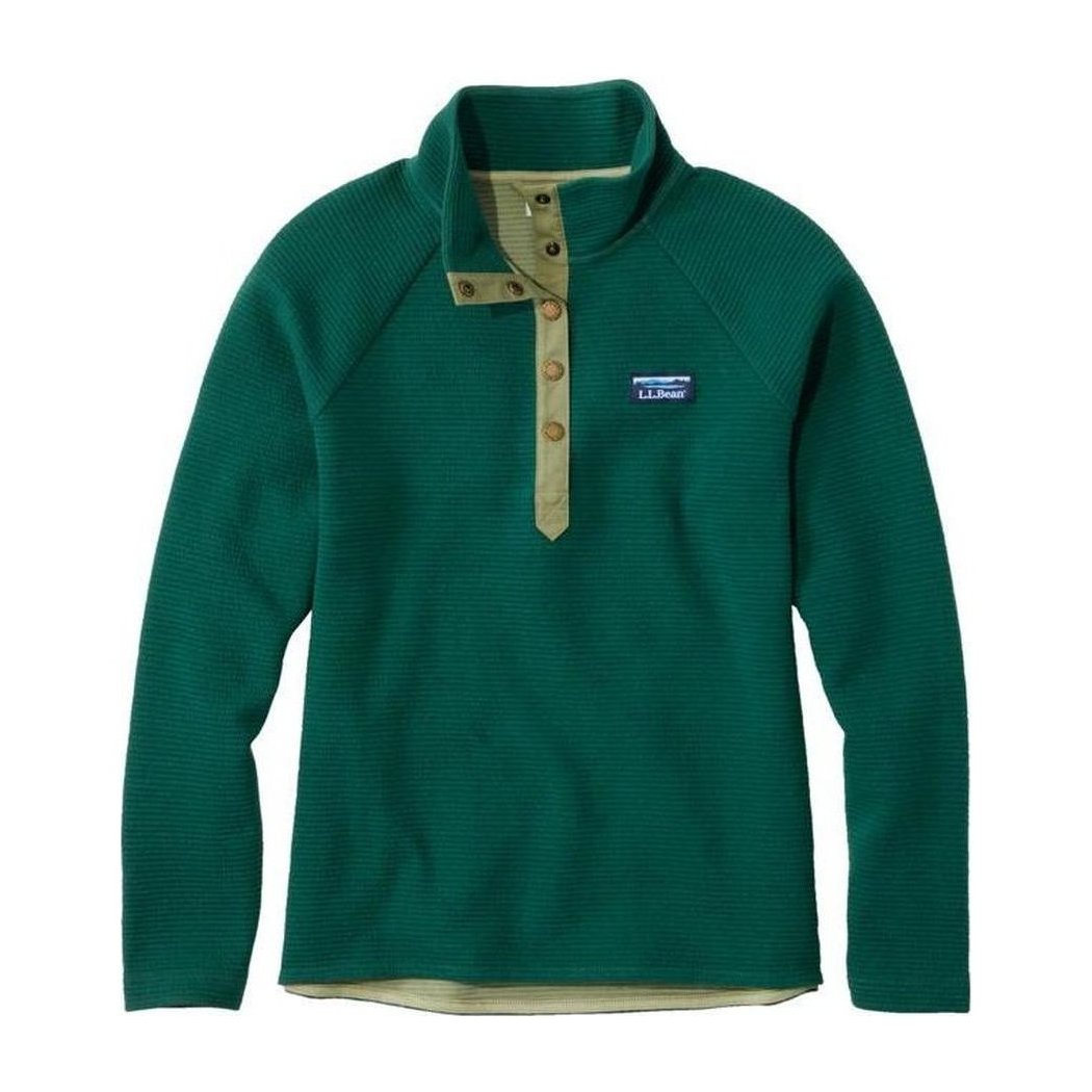 L.L.Bean Women's Lakewashed Double-Knit Quarter-Snap-Women's - Clothing - Tops-Deep Green-S-Appalachian Outfitters