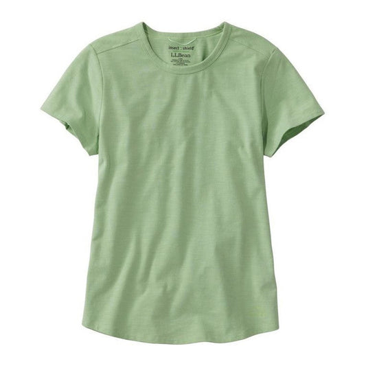 A front view of the L.L.Bean Women's Regular Insect Shield Field Tee Short Sleeve in Lichen against a white background.