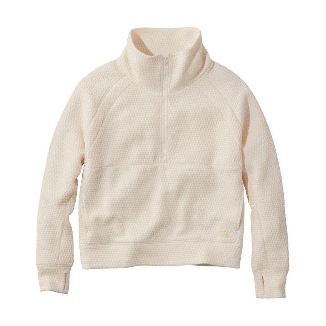 A front view of the L.L.Bean Women's Ridgeknit Half-Zip Pullover in Sailcloth with a high collar and half-zip, shown against a white background.