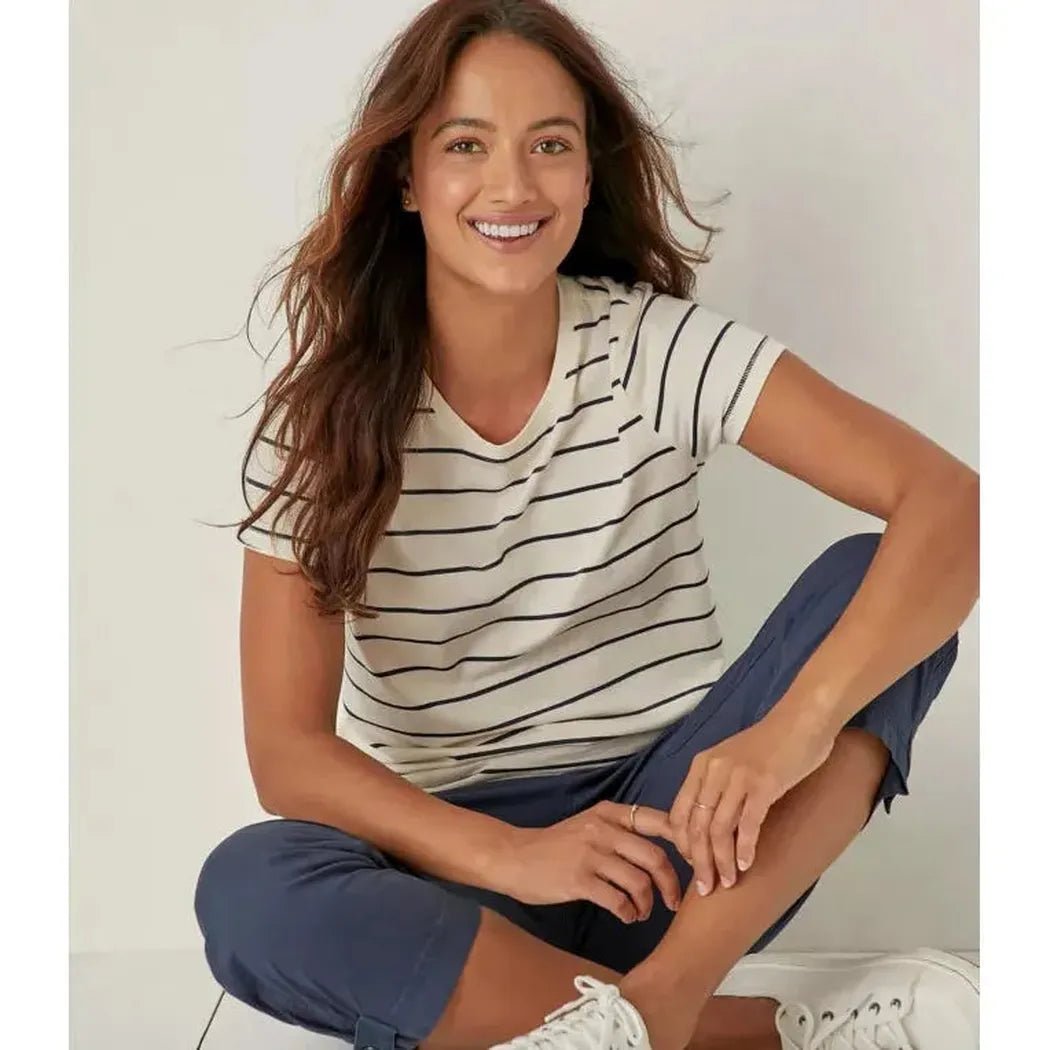 L.L.Bean Women's Soft Stretch Supima-Blend Tee, Crewneck Short-Sleeve Striped-Women's - Clothing - Tops-Appalachian Outfitters