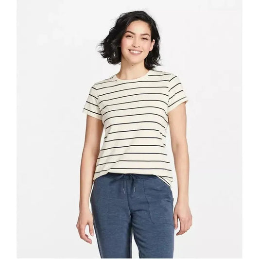 L.L.Bean Women's Soft Stretch Supima-Blend Tee, Crewneck Short-Sleeve Striped-Women's - Clothing - Tops-Appalachian Outfitters