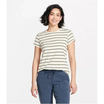 L.L.Bean Women's Soft Stretch Supima-Blend Tee, Crewneck Short-Sleeve Striped-Women's - Clothing - Tops-Appalachian Outfitters