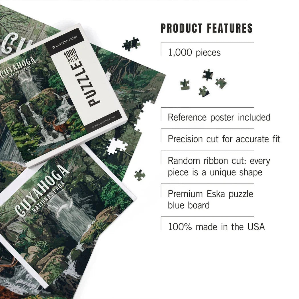 Lantern Press 1000 PIECE PUZZLE Cuyahoga Valley National Park Deer Falls-Accessories - Games-Appalachian Outfitters