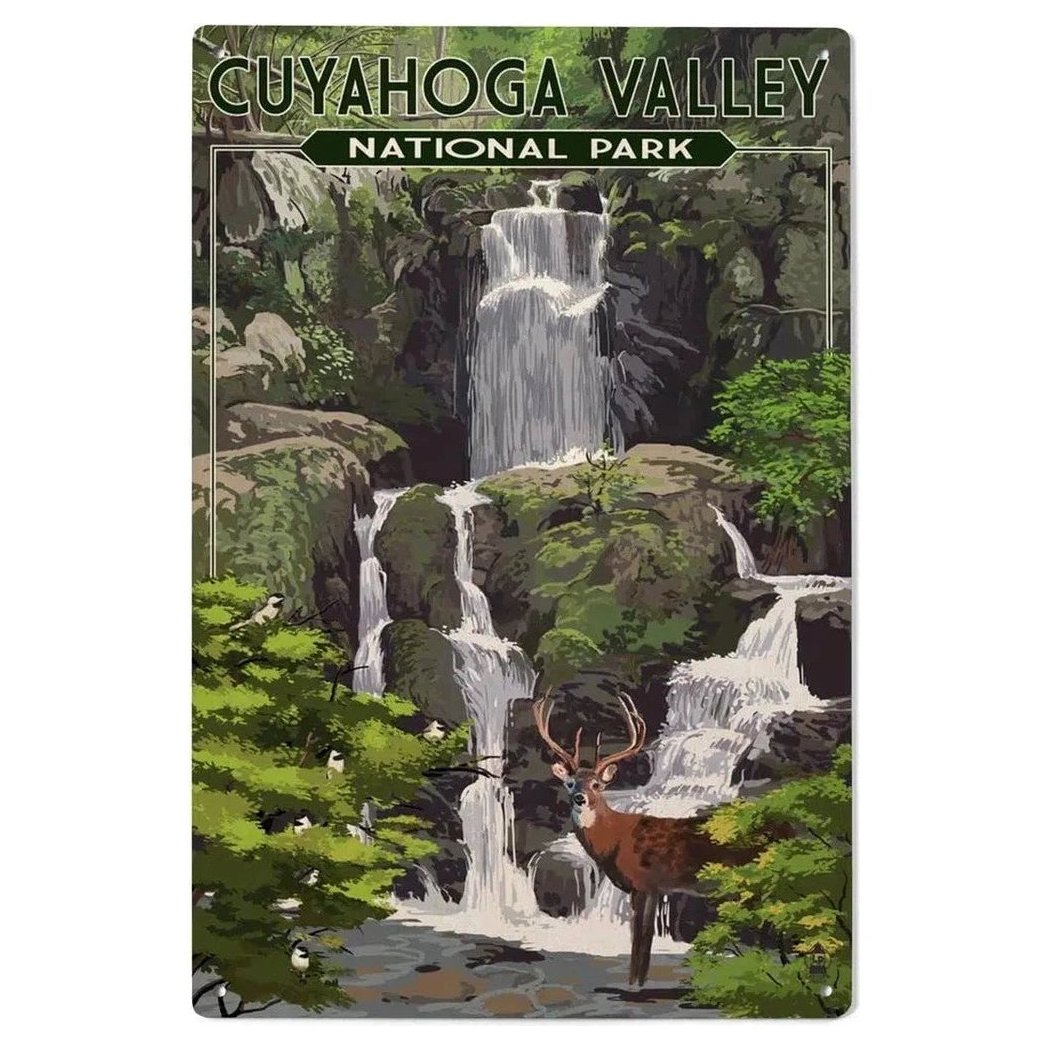 Lantern Press Cuyahoga Valley National Park Wood Art Sign 6x9-Accessories - Novelty - Decor-Deer and Falls-Appalachian Outfitters