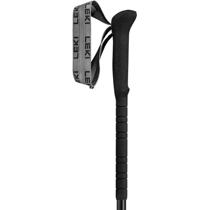 A side view of the Leki Skytera Lite trekking pole with a black grip and strap against a white background.