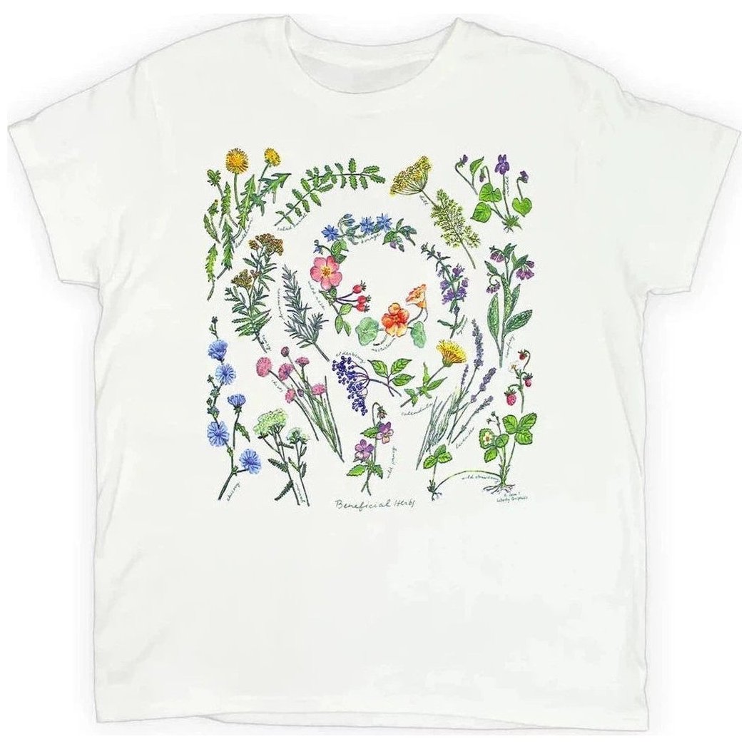 Liberty Graphics Beneficial Herbs Short Sleeve T-Unisex - Clothing - Tops-White-S-Appalachian Outfitters