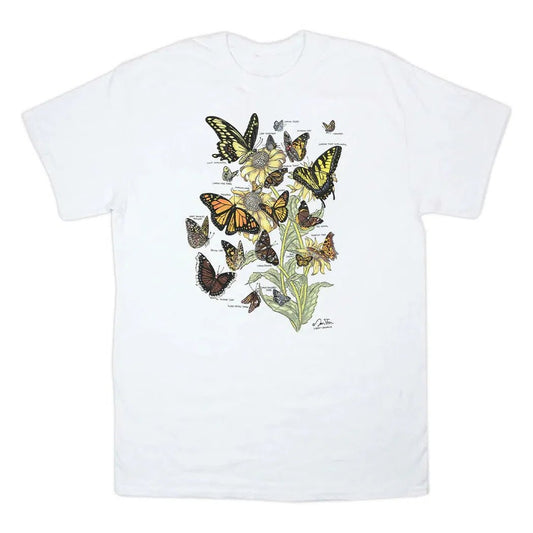 Liberty Graphics Butterflies of North America Short Sleeve T-Unisex - Clothing - Tops-White-S-Appalachian Outfitters