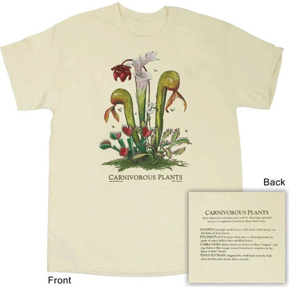 Liberty Graphics Carnivorous Plants Short Sleeve T-Unisex - Clothing - Tops-Natural-S-Appalachian Outfitters