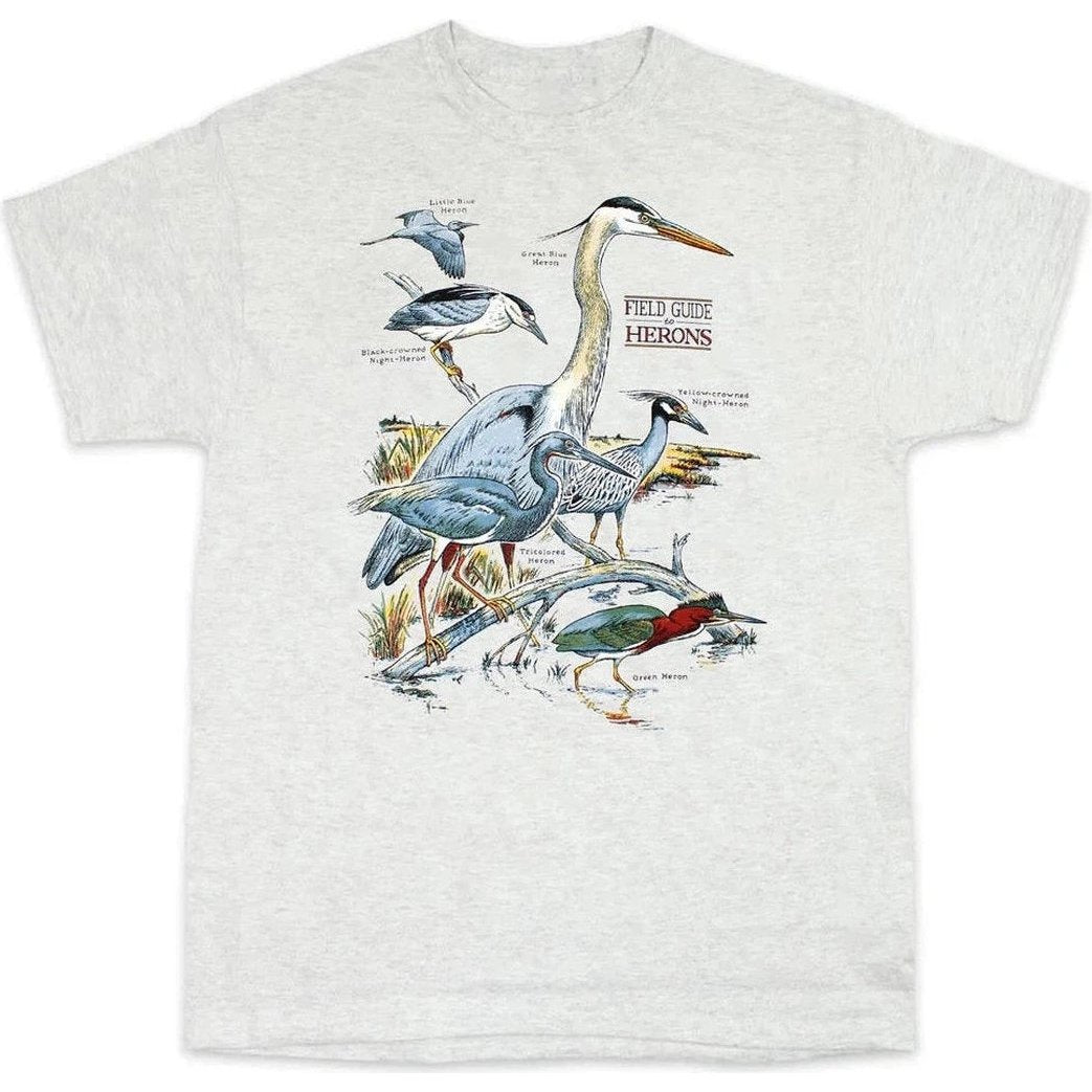 Liberty Graphics Field Guide To Herons Short Sleeve T-Unisex - Clothing - Tops-Ash-S-Appalachian Outfitters