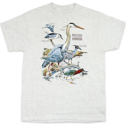 Liberty Graphics Field Guide To Herons Short Sleeve T-Unisex - Clothing - Tops-Ash-S-Appalachian Outfitters