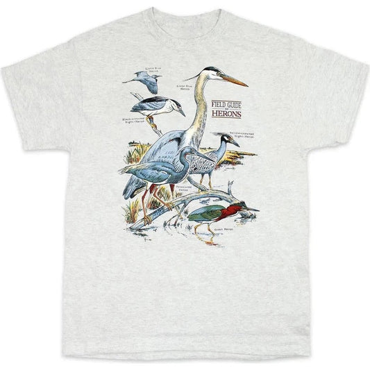 Liberty Graphics Field Guide To Herons Short Sleeve T-Unisex - Clothing - Tops-Ash-S-Appalachian Outfitters
