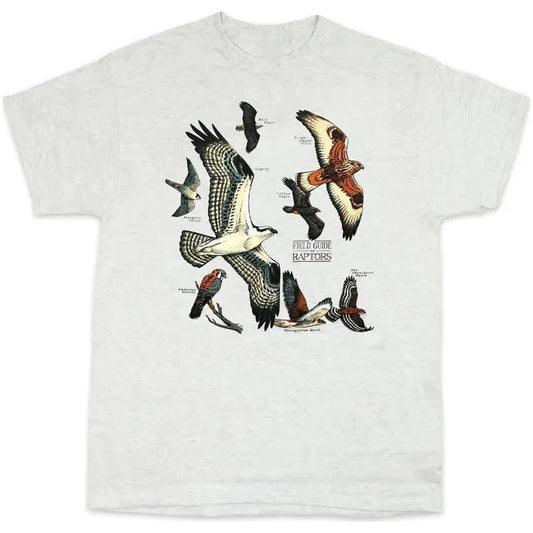 Liberty Graphics Field Guide To Raptors Short Sleeve T-Unisex - Clothing - Tops-Ash-S-Appalachian Outfitters