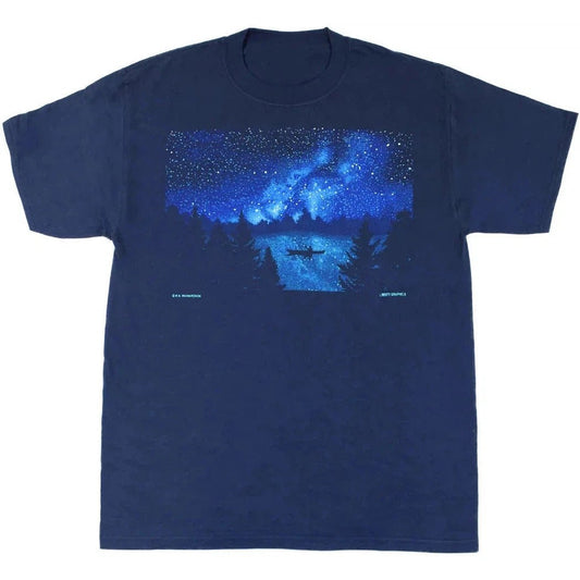 Liberty Graphics Night Kayaker Short Sleeve T-Unisex - Clothing - Tops-Navy-S-Appalachian Outfitters