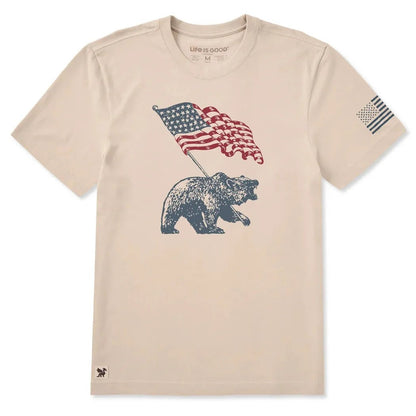 Life is Good Men's American Bear Flag Short Sleeve Crusher Tee-Men's - Clothing - Tops-Appalachian Outfitters