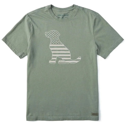 Life is Good Men's American Flag Dog Short Sleeve Crusher-LITE Tee-Men's - Clothing - Tops-Appalachian Outfitters