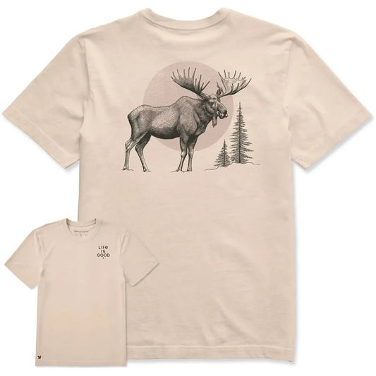 Life is Good Men's Moose Moon Short Sleeve Crusher Tee-Men's - Clothing - Tops-Appalachian Outfitters