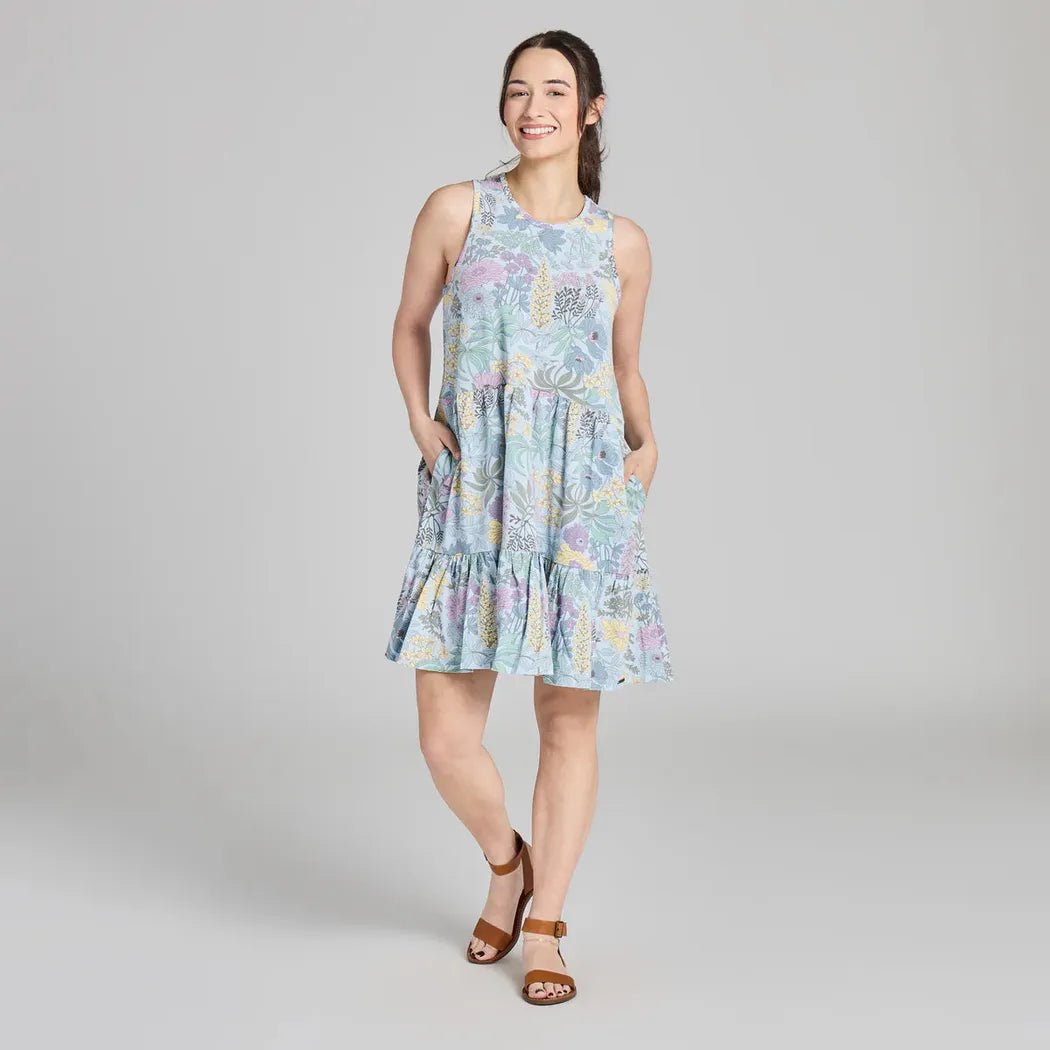 Life is Good Women's Botanical Garden Pattern Tiered Tank Dress-Women's - Clothing - Dresses-Appalachian Outfitters