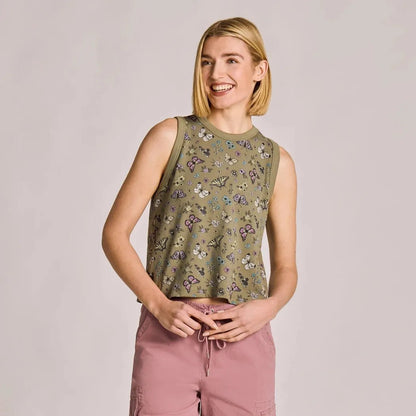 Life is Good Women's Butterfly Garden Pattern Crusher Boxy Tank-Women's - Clothing - Tops-Appalachian Outfitters