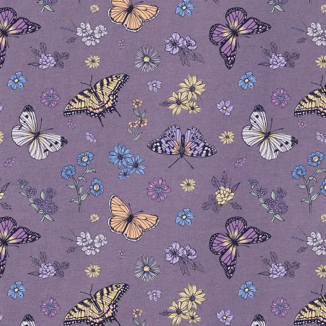 Life is Good Women's Butterfly Garden Pattern Crusher-LITE Easy Vee-Women's - Clothing - Tops-Appalachian Outfitters