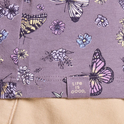 Life is Good Women's Butterfly Garden Pattern Crusher-LITE Easy Vee-Women's - Clothing - Tops-Appalachian Outfitters