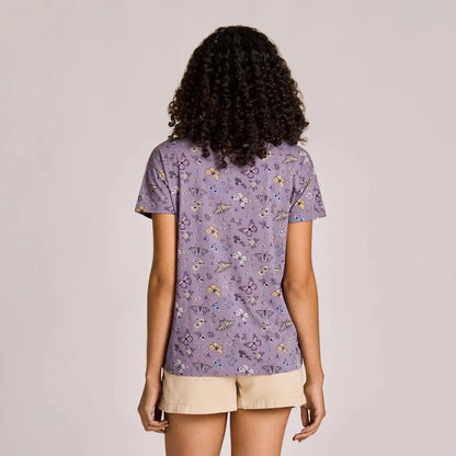 Life is Good Women's Butterfly Garden Pattern Crusher-LITE Easy Vee-Women's - Clothing - Tops-Appalachian Outfitters