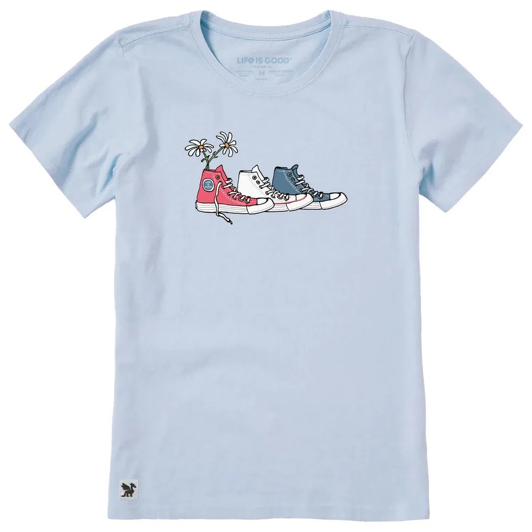 Life is Good Women's Patriotic Daisy Sneakers Short Sleeve Tee-Women's - Clothing - Tops-Appalachian Outfitters