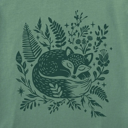 Life is Good Women's Sleeping Fox on Ferns Short Sleeve Crusher Tee-Women's - Clothing - Tops-Appalachian Outfitters
