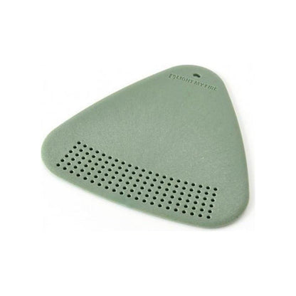A top-down view of the Hazy Blue Light My Fire Cutting Board BIO 2in1 with ventilation holes and a small hole at the top, set against a white background.