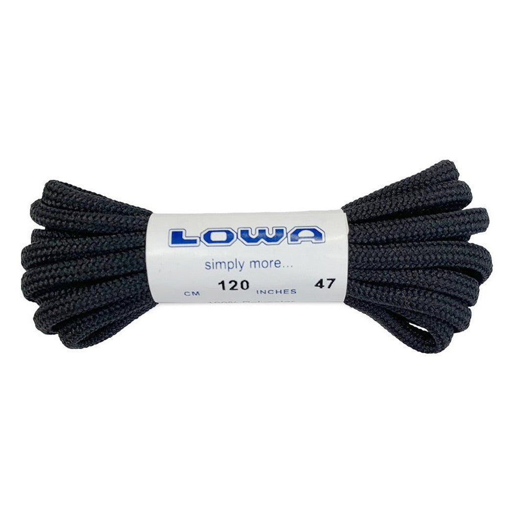 A bundle of Lowa Laces in Charcoal/Graphite is shown against a white background.