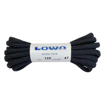 A bundle of Lowa Laces in Charcoal/Graphite is shown against a white background.