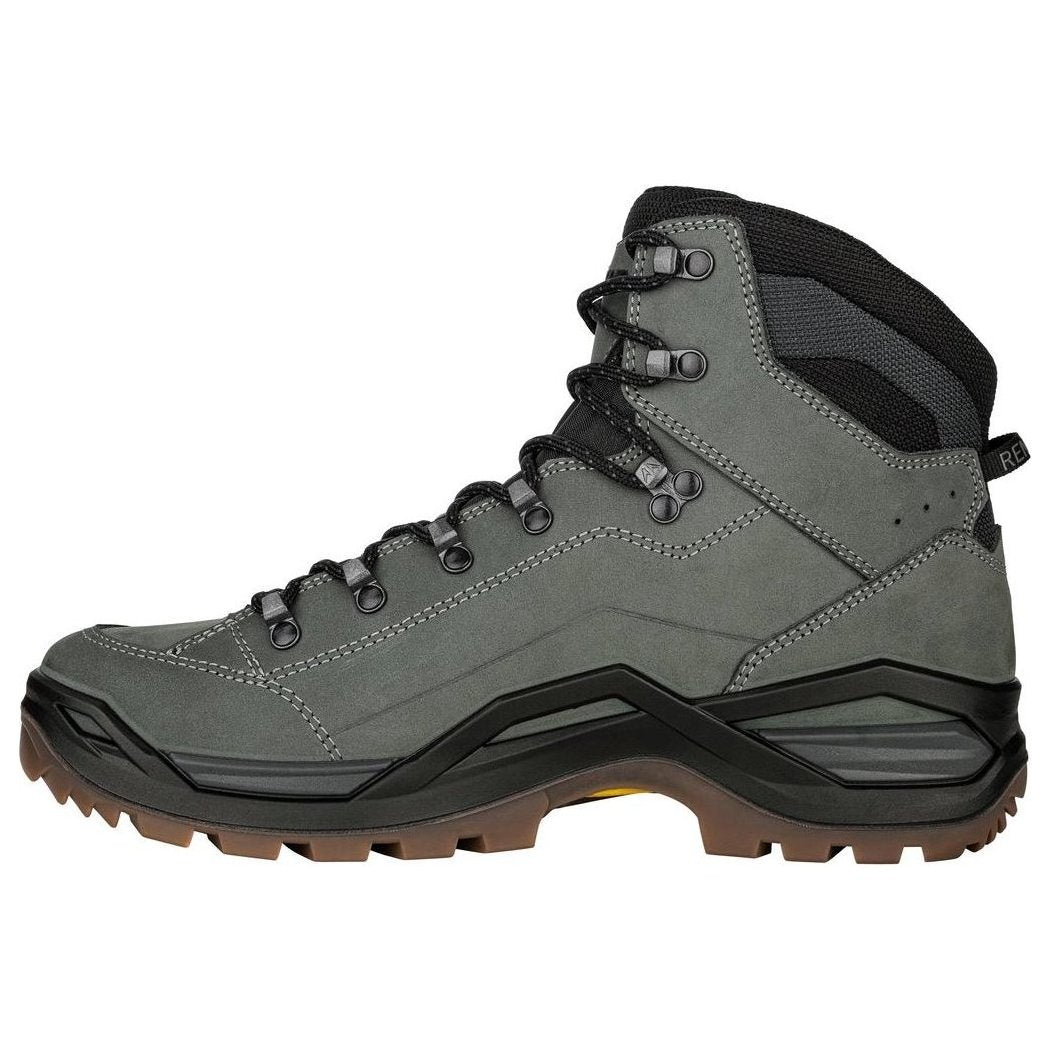 Side view of the Lowa Renegade EVO GTX Mid in Dark Grey/Black showing the lugged outsole against a white background.