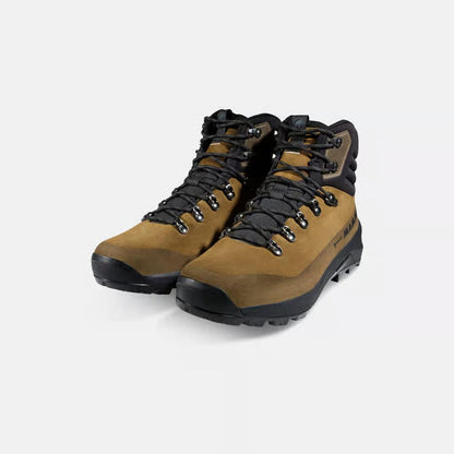 Mammut Ducan III High LTH GTX Men boots in Moor Black, front view with black laces and rugged outsole on a white background.