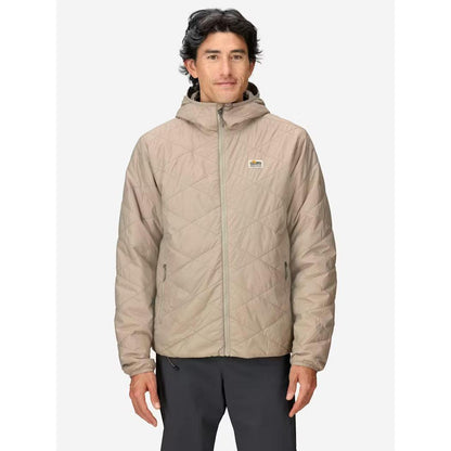 A front view of the Marmot Men's Onward Insulated Hoody in Shale Grey on a model against a plain white background.