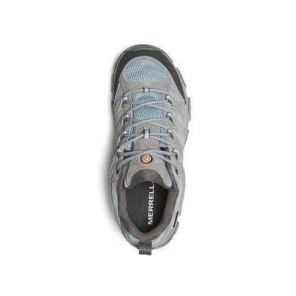 Top view of the Merrell Women's Moab 3 Waterproof in Altitude color, showing the laces and tongue branding against a white background.