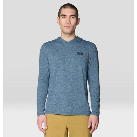 Mountain Hardwear Men's Sunblocker Hoody-Men's - Clothing - Tops-Adriatic Blue Heather-M-Appalachian Outfitters