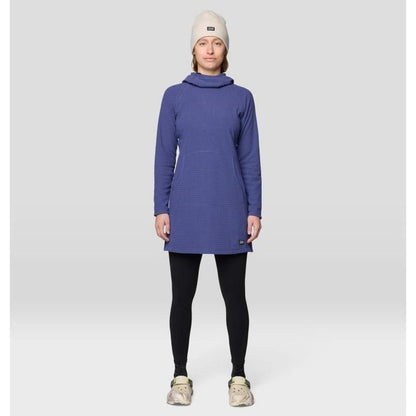 A front view of the Mountain Hardwear Women's Summit Grid Dress in Bourbon Brown on a model against a light gray background.