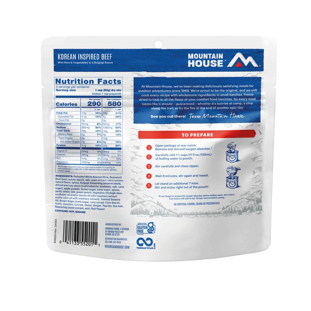 Mountain House Korean Inspired Beef in Bulgogi Sauce (GF)-Food - Backpacking-Appalachian Outfitters