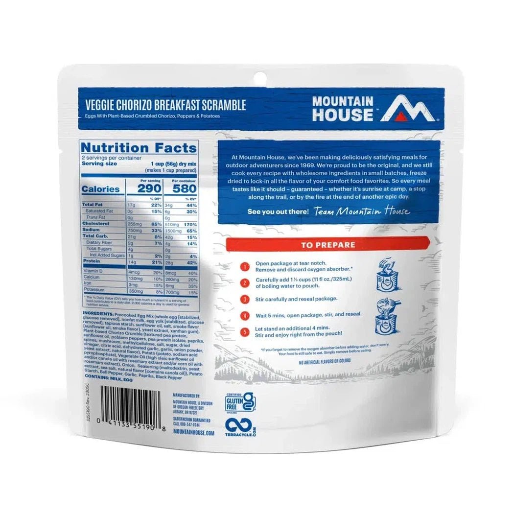 Mountain House Veggie Chorizo Breakfast Scramble-Food - Backpacking-Appalachian Outfitters