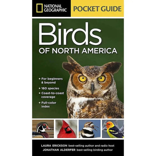 National Geographic Pocket Guide Birds of N.A. book cover showing an owl and small bird images.