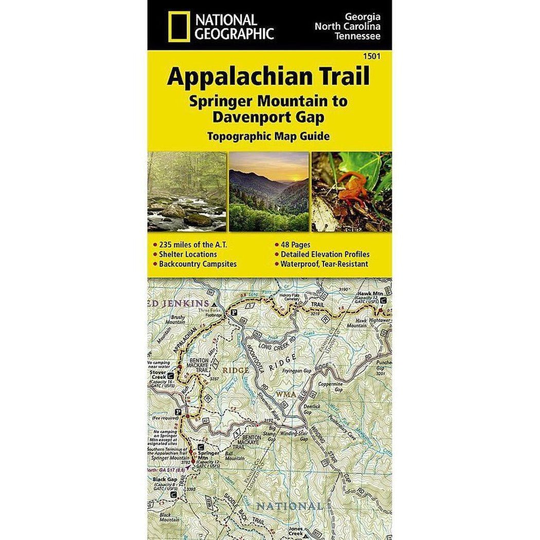 National Geographic Trails Illustrated Appalachian Trail: Springer Mountain to Davenport Gap Map [Georgia, North Carolina, Tennessee]-Books - Maps-Appalachian Outfitters