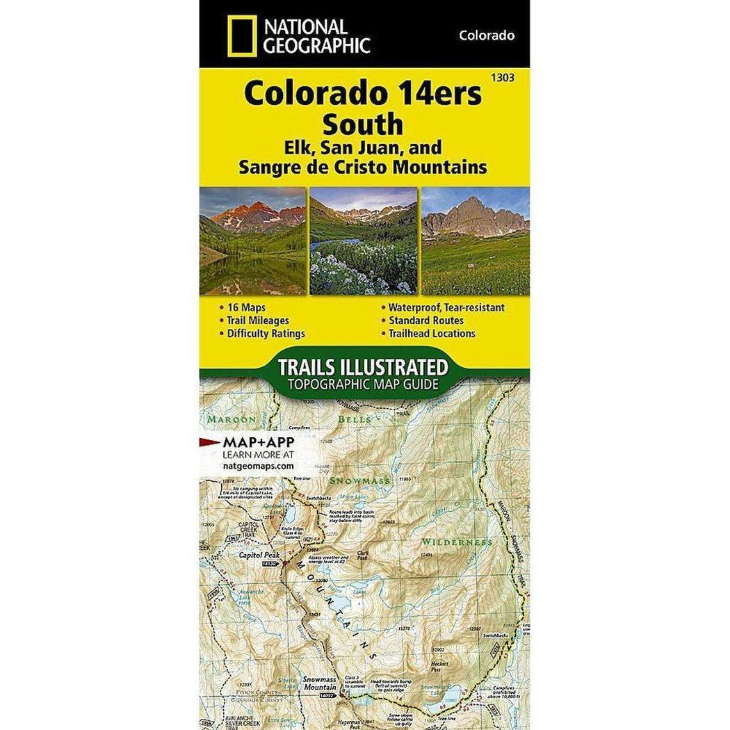 National Geographic Trails Illustrated Colorado 14ers South Map [San Juan, Elk, and Sangre de Cristo Mountains]-Books - Maps-Appalachian Outfitters