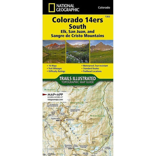National Geographic Trails Illustrated Colorado 14ers South Map [San Juan, Elk, and Sangre de Cristo Mountains]-Books - Maps-Appalachian Outfitters