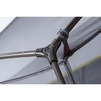 The NEMO Dagger OSMO Lightweight Backpacking 3p Tent close-up shows the metal joint and fabric against a light background.